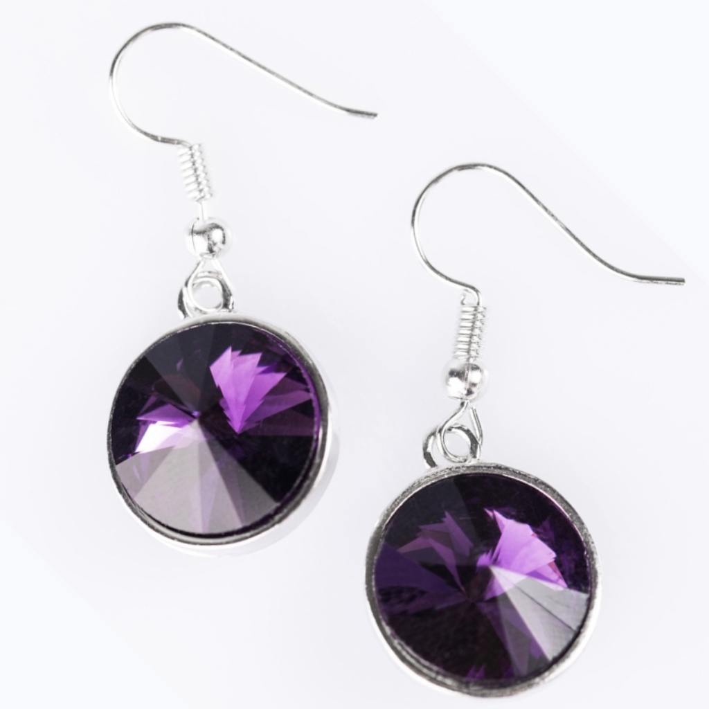 Purple Gem Earrings - I Want To Be A Millionaire